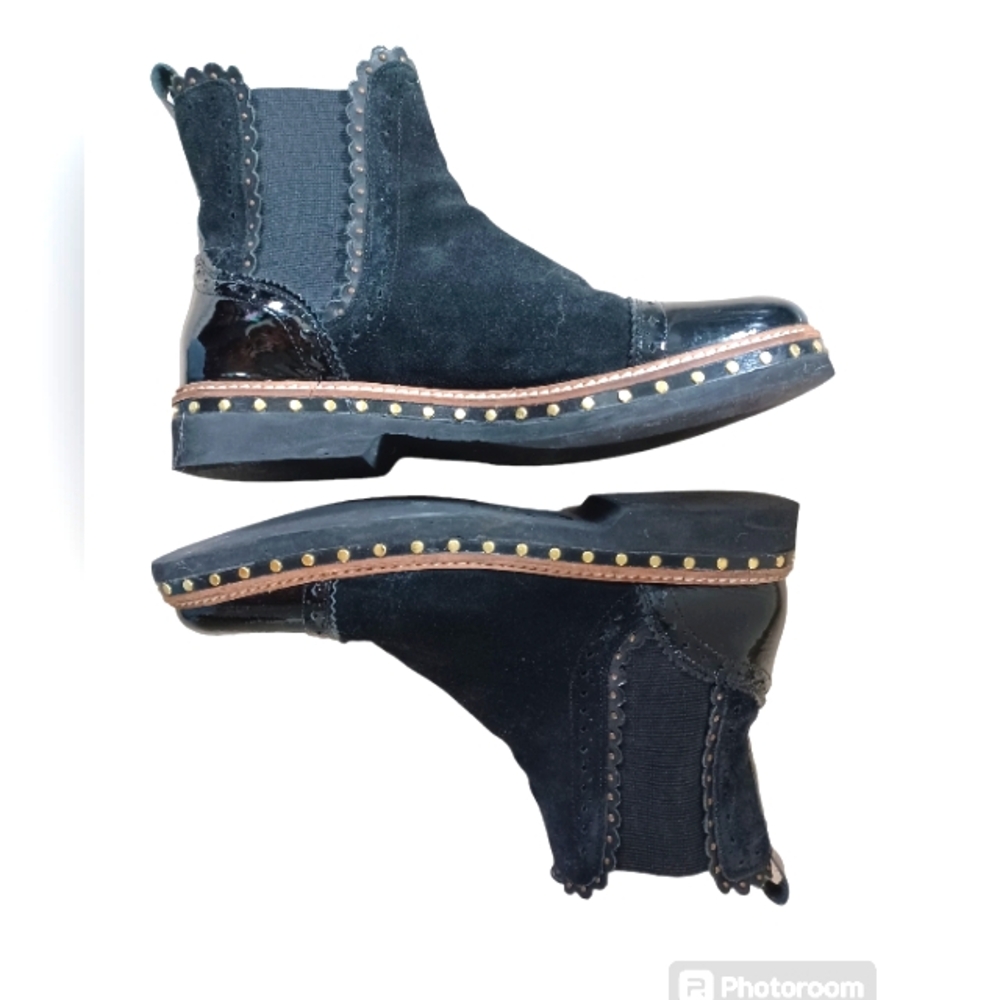 Free People Atlas Chelsea Ankle Boot Black Suade EU 40